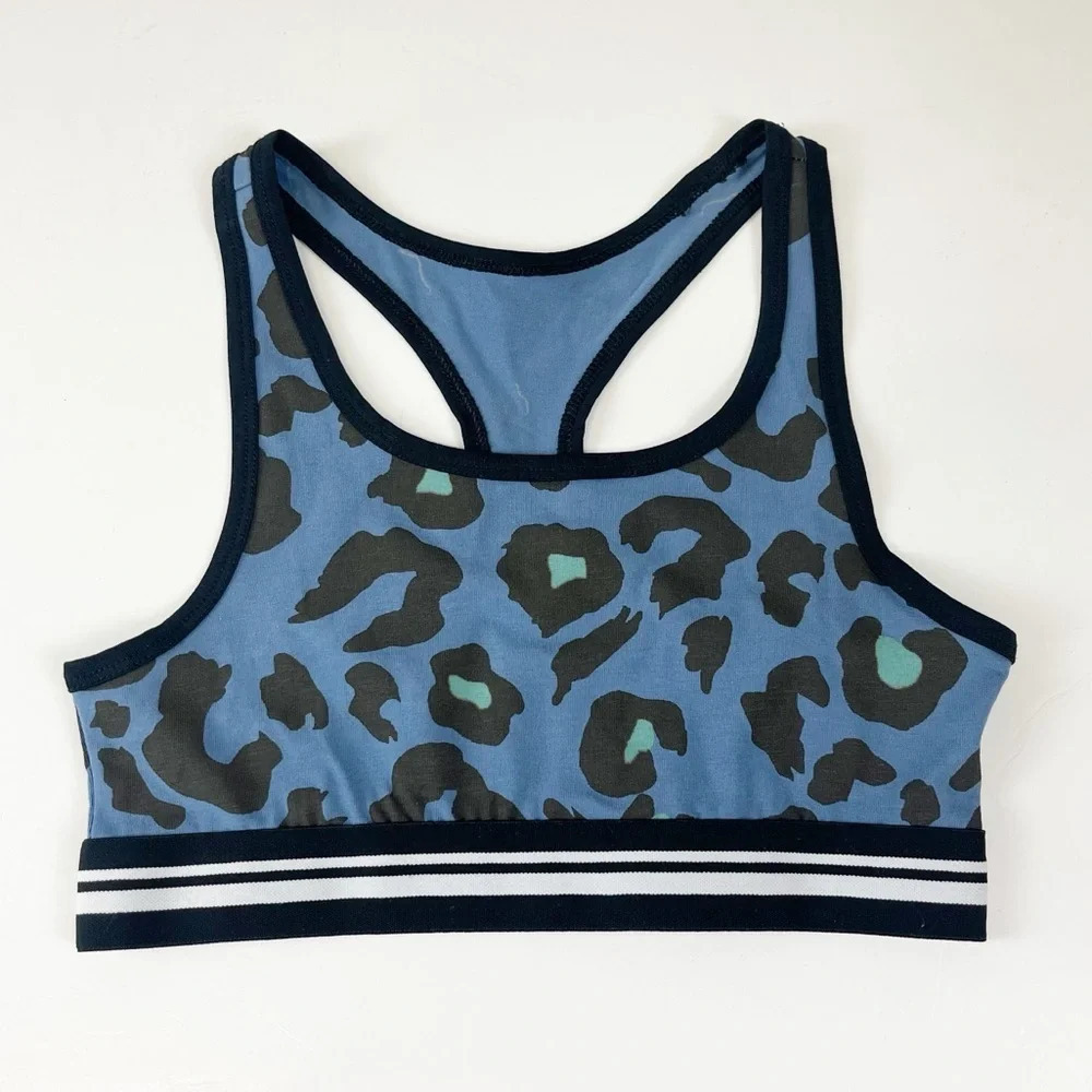 NEW Treasure & Bond Sports Bra Girls 10 / 12 Blue Animal Print Racerback NWOT